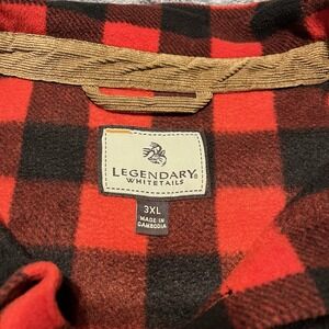 Legendary Whitetail Men's 3XL Flannel Shirt Red Black Buffalo Plaid Corduroy
